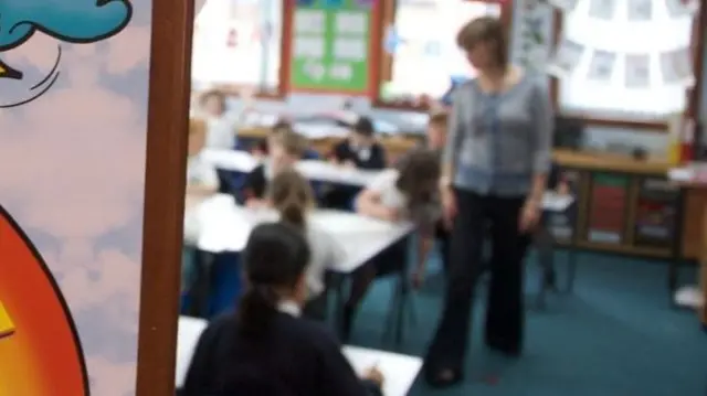 Teacher with children in a classroom