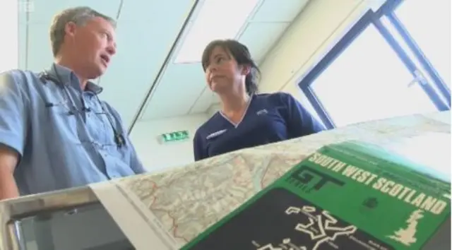 Doctor and nurse with a South West Scotland map in the foreground