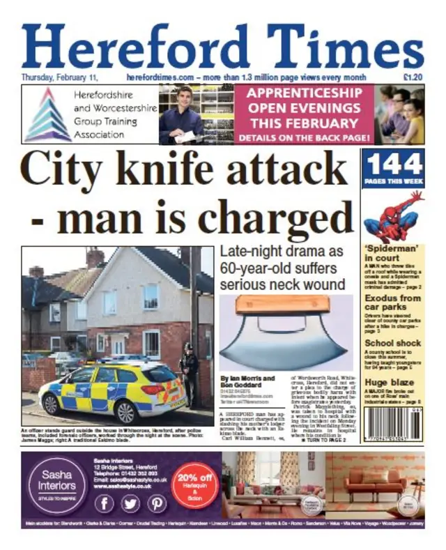 Hereford Times front page