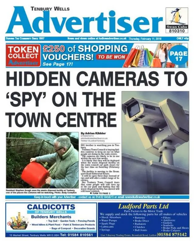 Tenbury Wells Advertiser front page