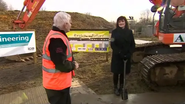 Nicky Morgan holding a spade