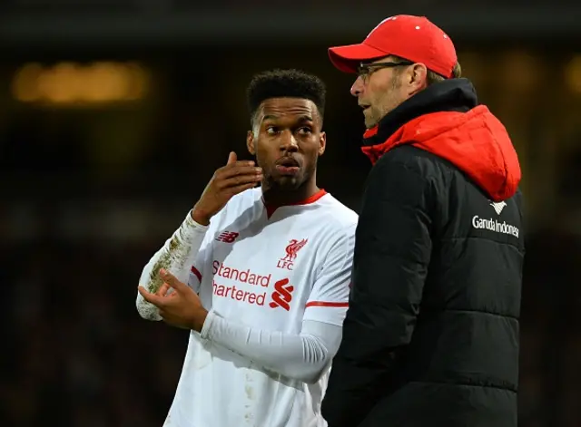 Daniel Sturridge and Jurgen Klopp