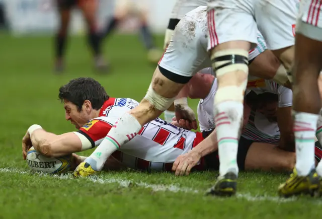 James Hook scores a try