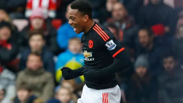 Anthony Martial celebrates