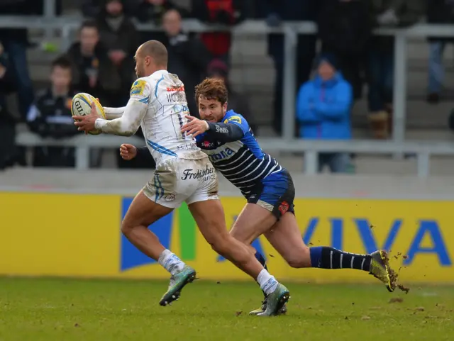 Danny Cipriani and James Short in action