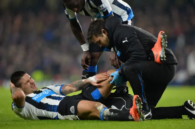 Aleksandar Mitrovic receives treatment