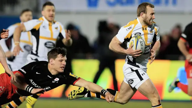 Dan Robson scores his second try of the game