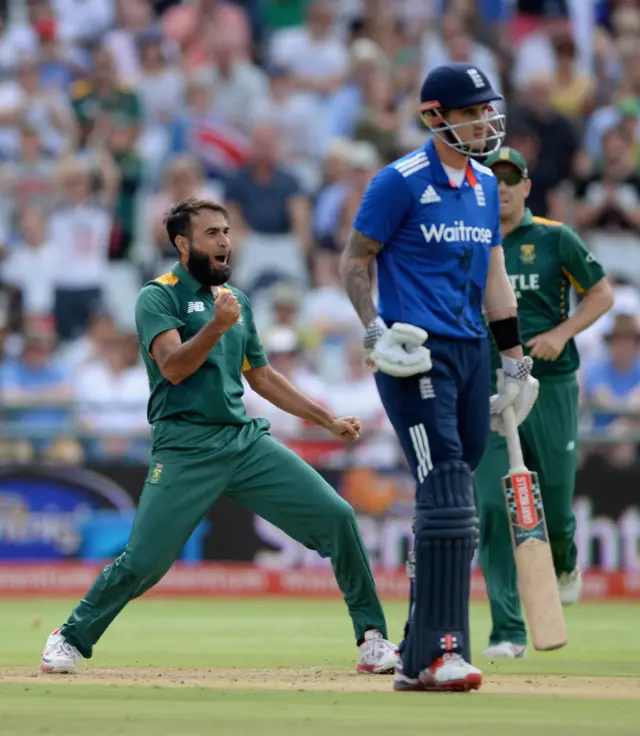 Imran Tahir celebrates