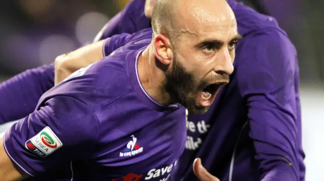 Borja Valero celebrates