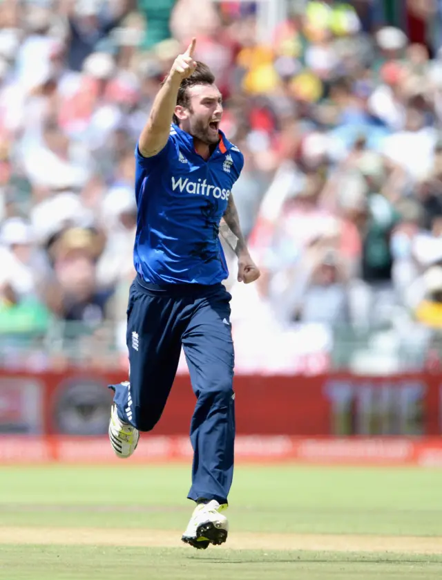 Reece Topley celebrates