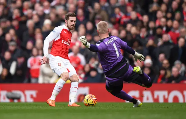 Kasper Schmeichel makes a save