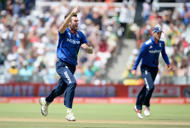 Reece Topley celebrates