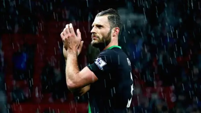 Erik Pieters of Stoke City waves to the fans