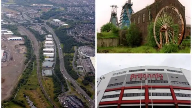 New stops for the line could include, from left, Etruria Valley, Chatterley Whitfield and the Britannia Stadium.