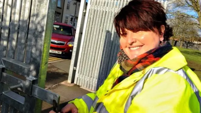 Warden Denise Copeland at the school's car park