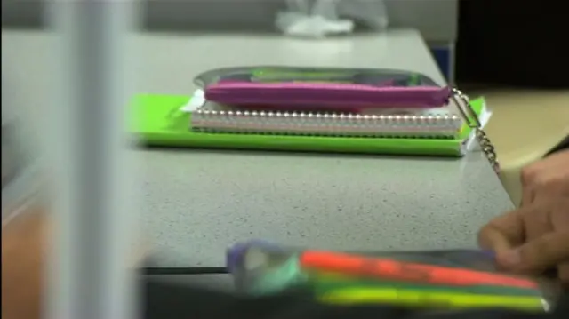 Pencil cases on a desk