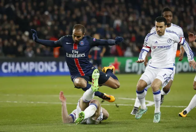 Lucas Moura is tackled