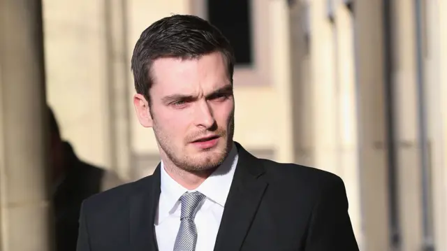 Adam Johnson arriving at Bradford Crown Court today