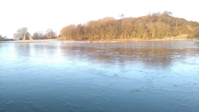 Frozen lake in Central Forest Park