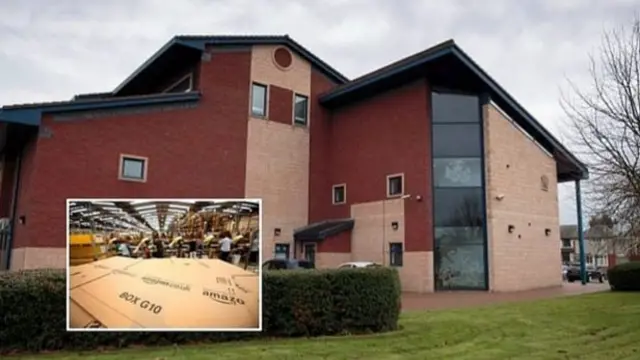 Cannock Magistrates' Court with Amazon warehouse inset