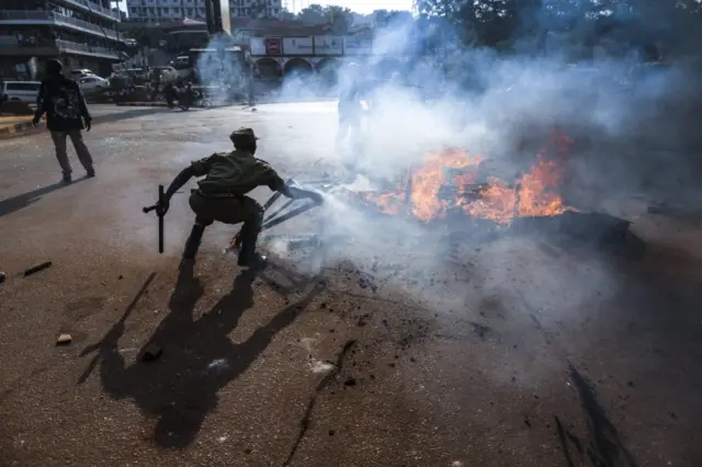 Mr Besigye's supporters and police clashed in Kamapla on Monday