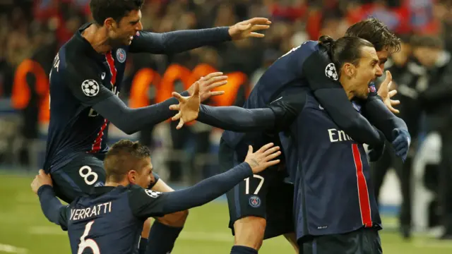 Zlatan Ibrahimovic celebrates