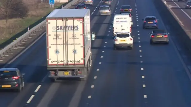 All lane running on the M6 in Staffordshire