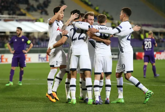 Tottenham players celebrate