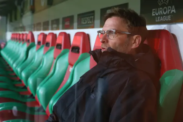 Jurgen Klopp waits for the second half to get underway