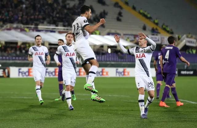 Nacer Chadli of Tottenham celebrates