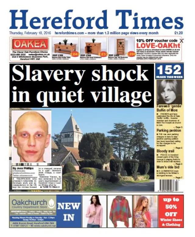 Hereford Times front page