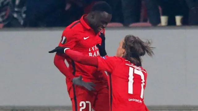 Pione Sisto celebrates