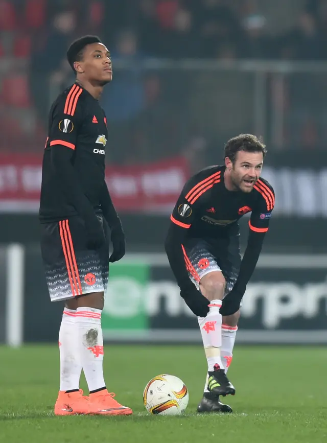 Anthony Martial and Juan Mata