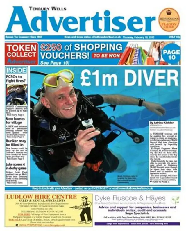 Tenbury Wells Advertiser front page