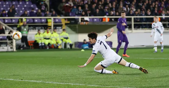 Son Heung-Min of Tottenham Hotspur heads the ball