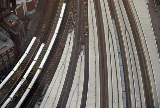 Aerial view of London Bridge platforms