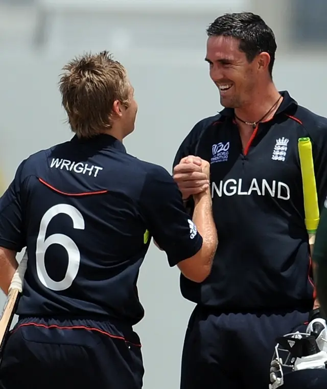 Luke Wright and Kevin Pietersen playing for England in 2010