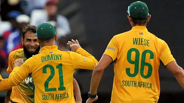 Imran Tahir, JP Duminy and David Wiese