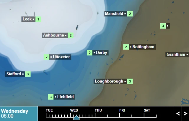 Weather temperatures for 6am on Wednesday February 3
