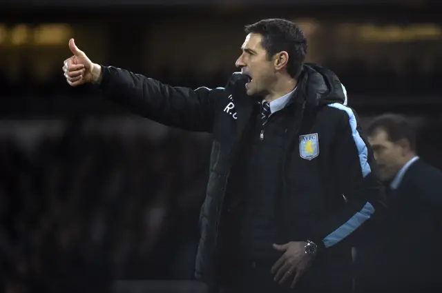 Aston Villa manager Remi Garde gestures