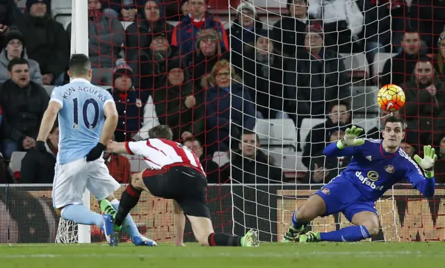 Sergio Aguero scores