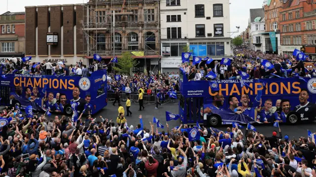 Leicester celebrate winning Championship title in 2014