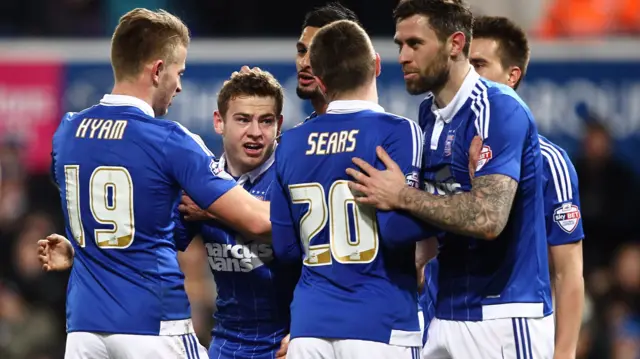 Ryan Fraser of Ipswich celebrates