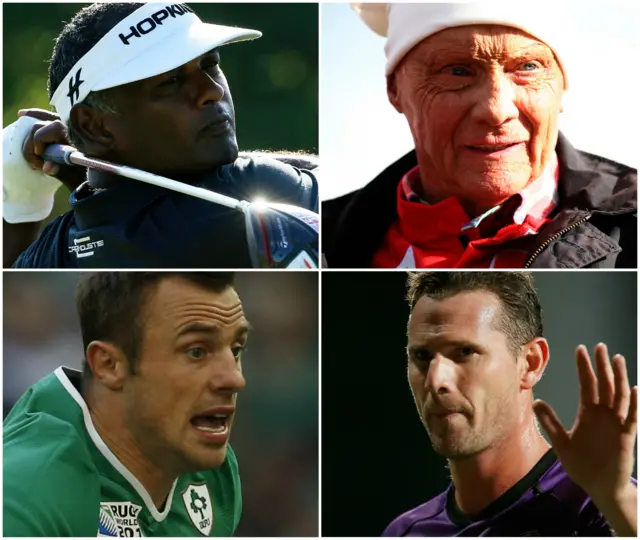 Vijay Singh, Niki Lauda, Tommy Bowe and Shaun Tait