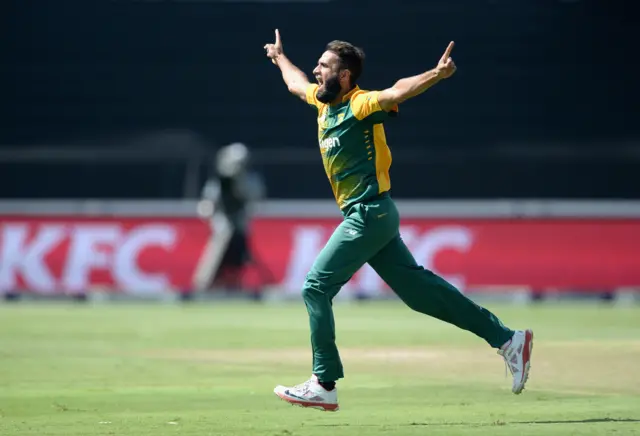 Imran Tahir celebrates