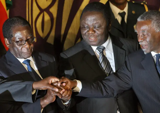 Mugabe, Tsvangirai and Mbeki in 2008