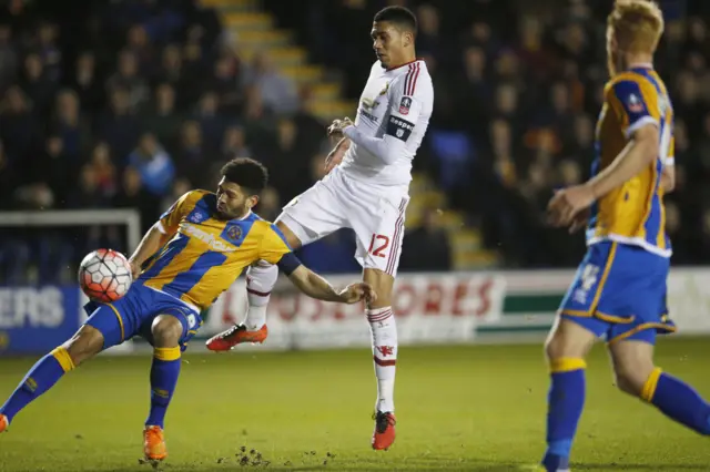 Chris Smalling scores for Manchester United