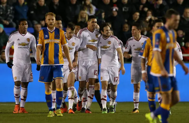 Manchester United players celebrate