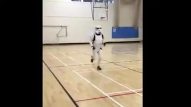 Stormtrooper in gym