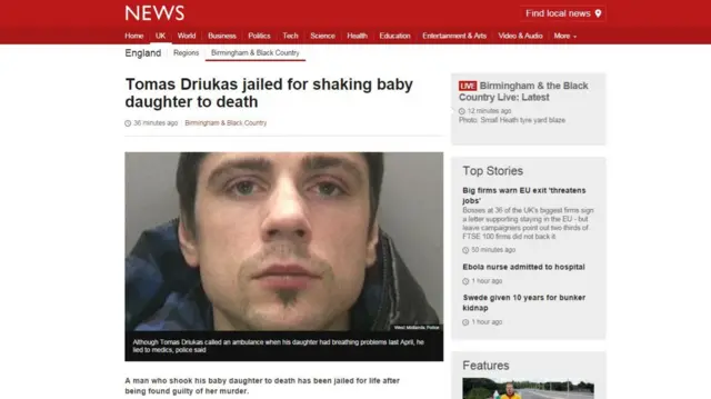 Tomas Driukas jailed for shaking baby daughter to death